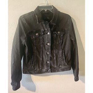 Women's Medium Distressed Jean Jacket Black Y2K 90s Banana Republic